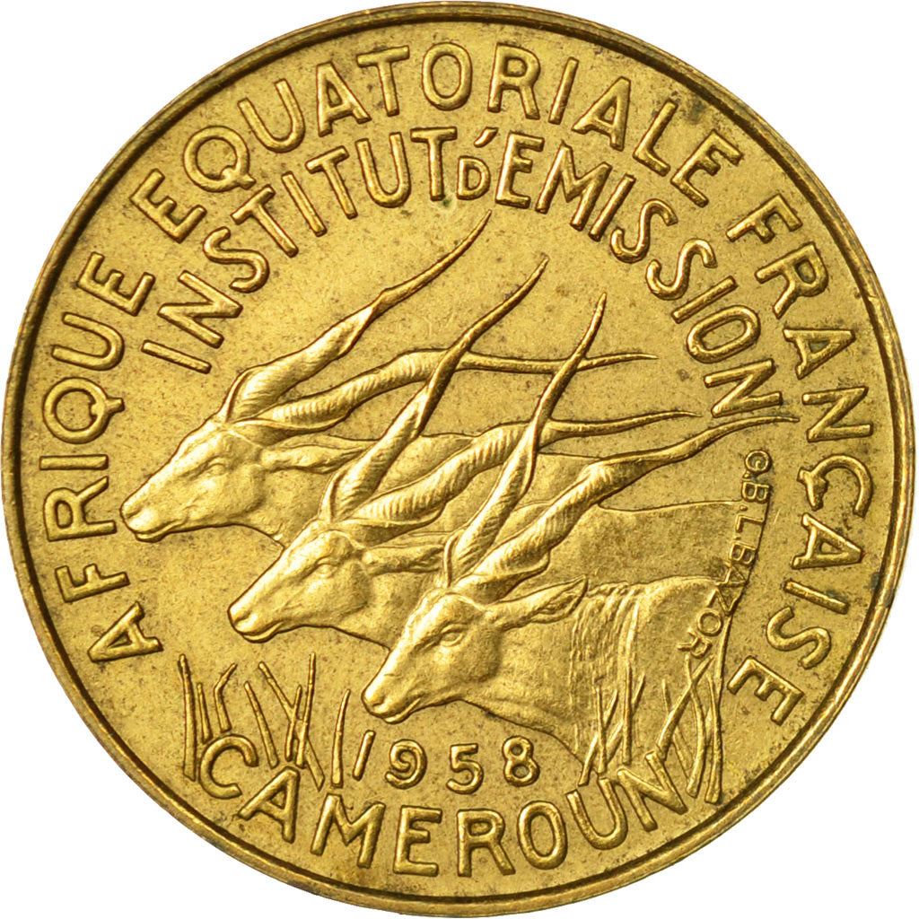 French Equatorial Africa | 5 Francs Coin | Antelope | Crops | Wreath | Km:10 | 1958