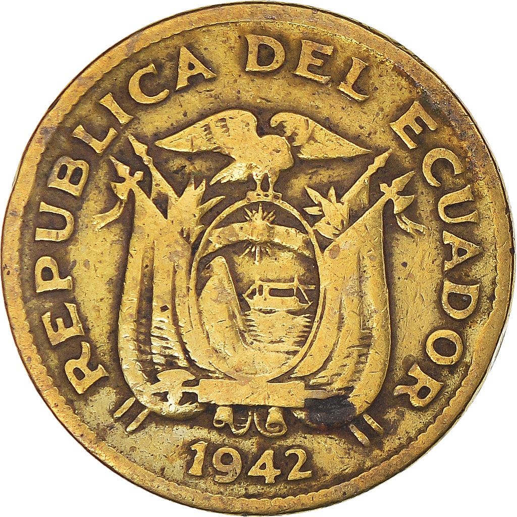Ecuador | 20-Centavos-Münze | Messing | Kranz | KM:77.1a | 1942–1944