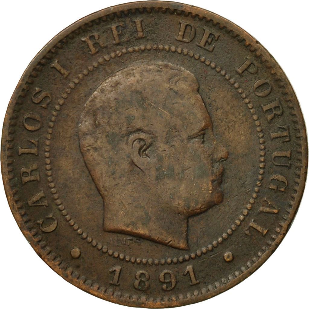 Portugal 10 Reis Coin | King Carlos I | KM532 | 1891 - 1892