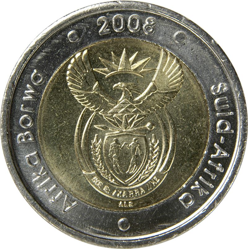 South Africa | 5 Rand Coin | Animals | Wildebeest | Gnu | Km:446 | 2008