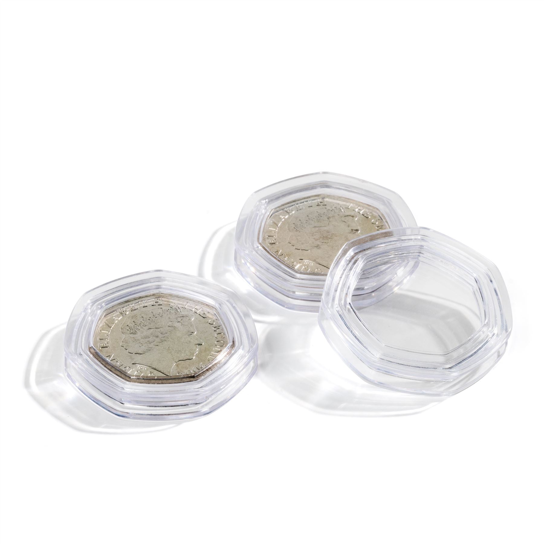 GRIPS Coin Capsules | Heptagonal for 50 Pence | 27.3mm | Pack of 10