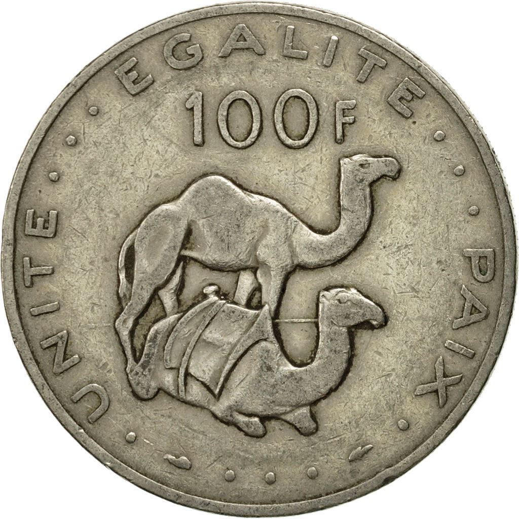 Djibouti | 100 Francs Coin | Knife | Spear | Shield | Dromedary Camels | Km:26 | 1977 - 2017