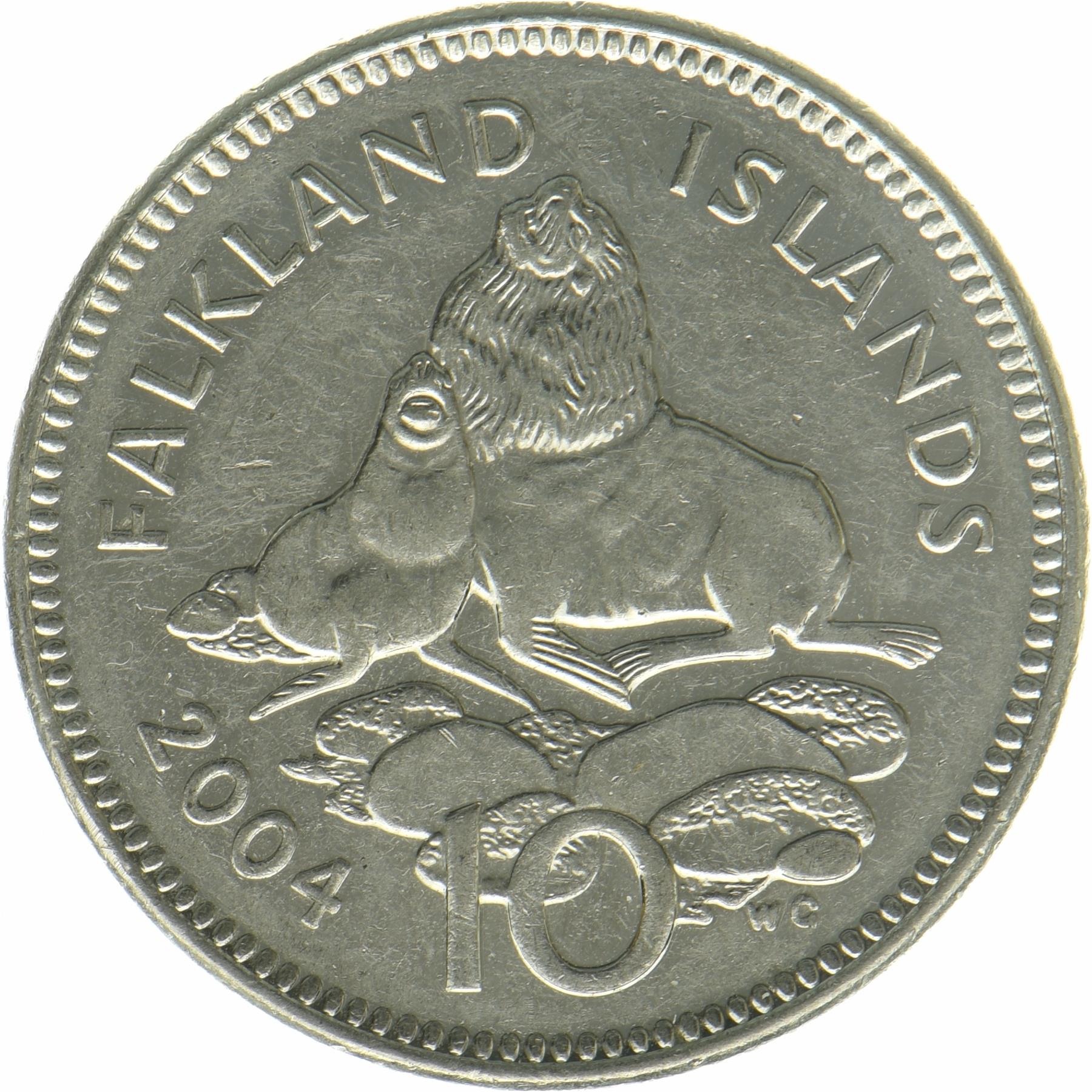 Falkland Islands | 10 Pence Coin | Ursine seal | 2004