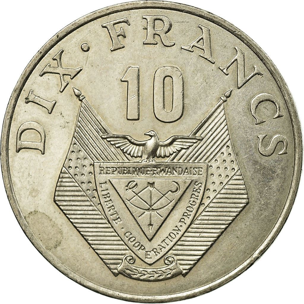 Rwanda | 10 Francs Coin | Coffee Plant | Km:14.2 | 1985