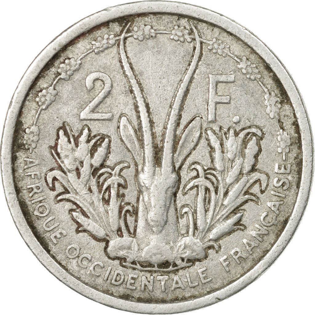 French West Africa | 2 Francs Coin | Marianne | Gazelle | Maize | Km:4 | 1948 - 1955