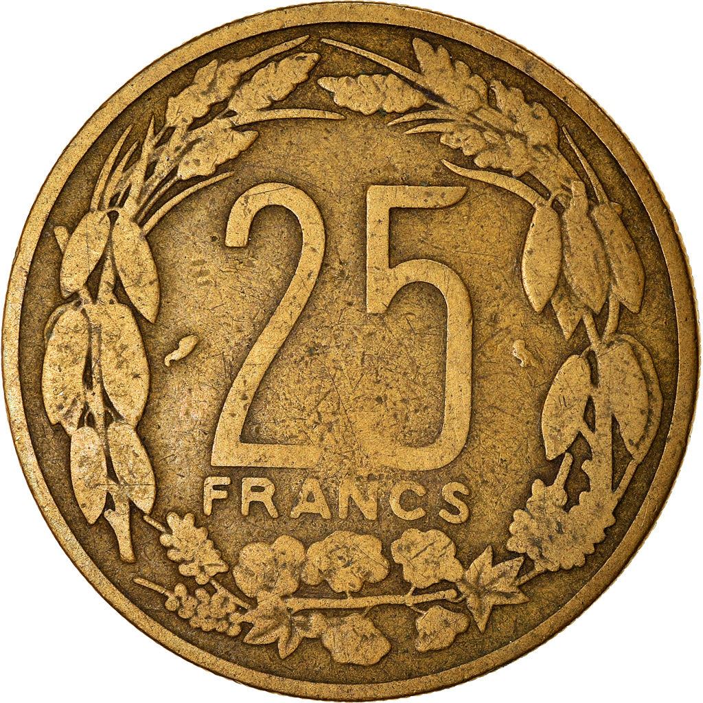 Central African States | 25 Francs Cfa Coin | Antelope | Crops | Km:4 | 1962