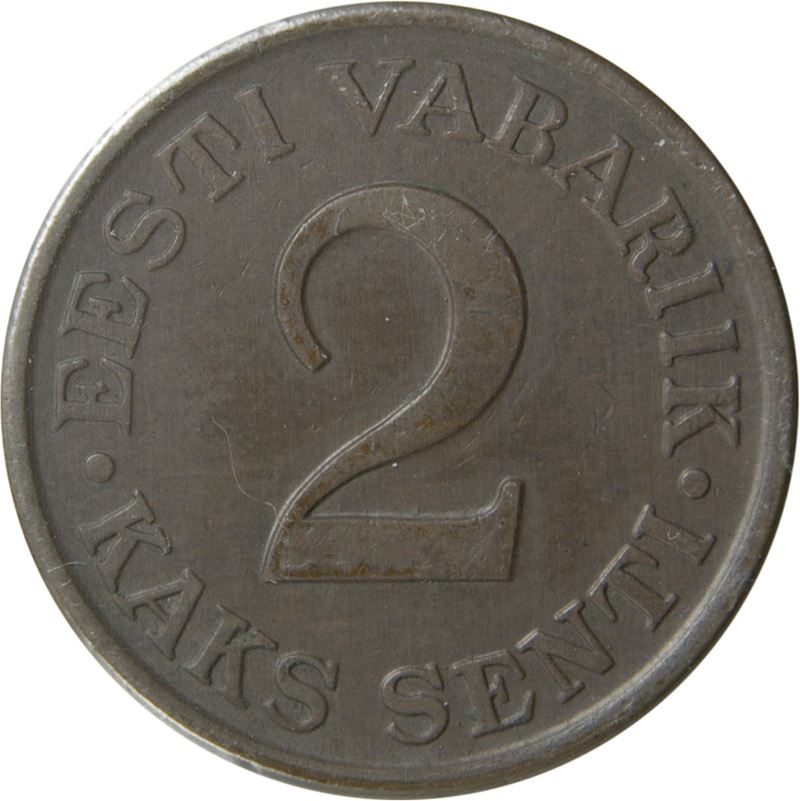 Estonia 2 Senti Coin | Lions | KM15 | 1934