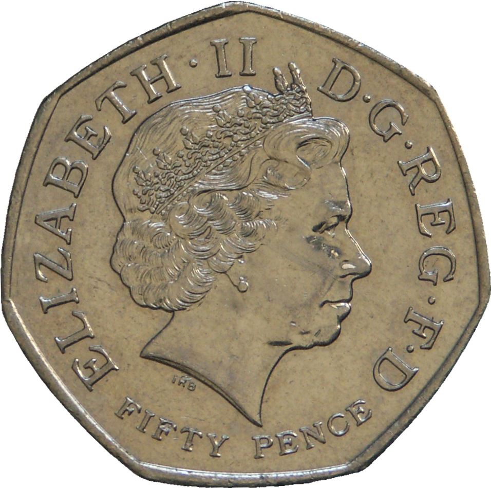 United Kingdom 50 Pence Coin | Elizabeth II 4th portrait | WWF | 2011