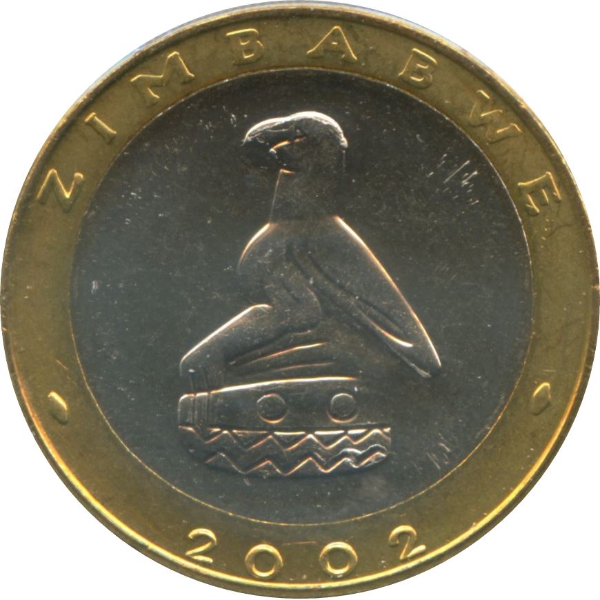 Zimbabwe Coin 5 Dollars Coin | Bateleur Eagle | Black Rhino | KM13 | 2001 - 2003