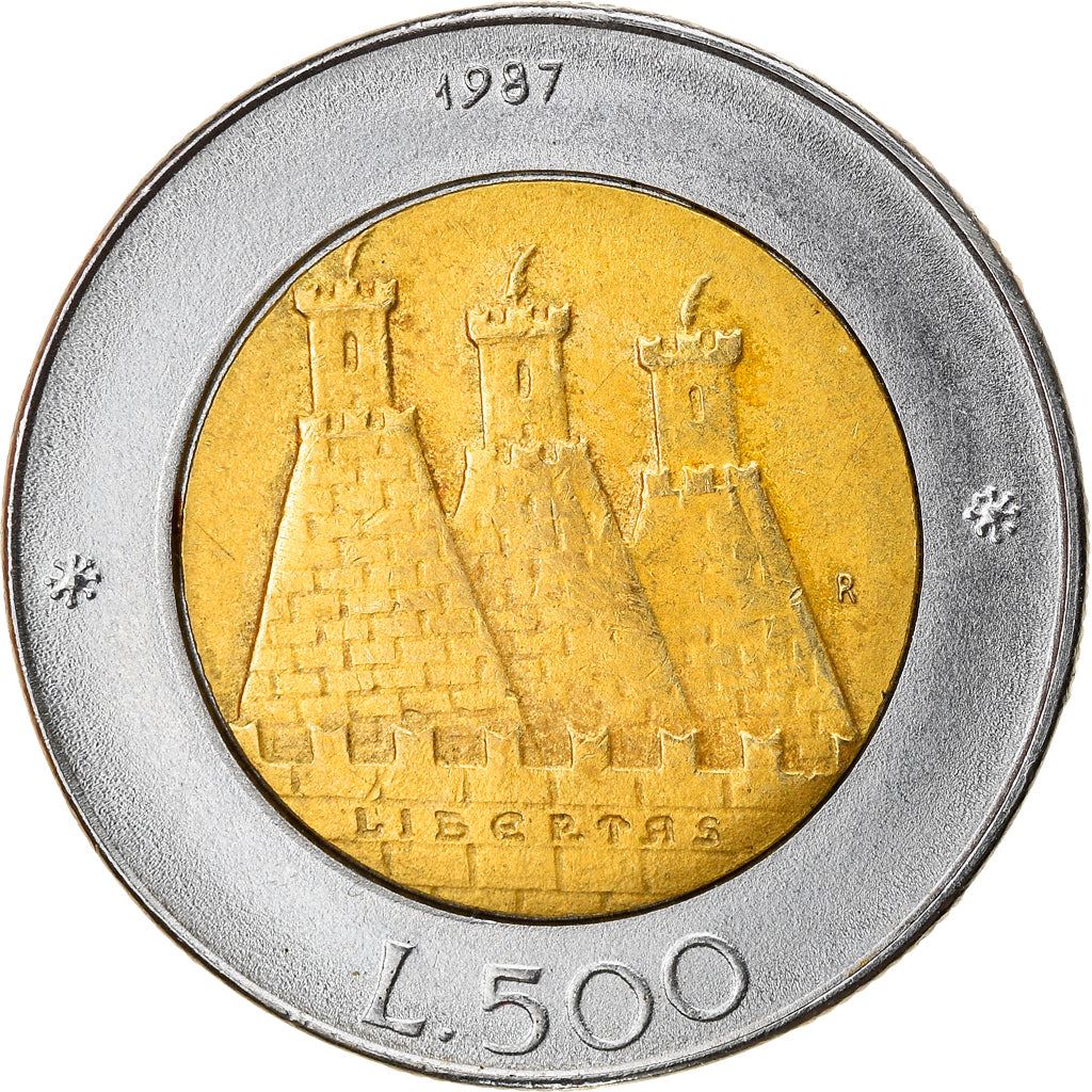 San Marino | 500 Lire Coin | Castle of San Marino | Km:209 | 1987
