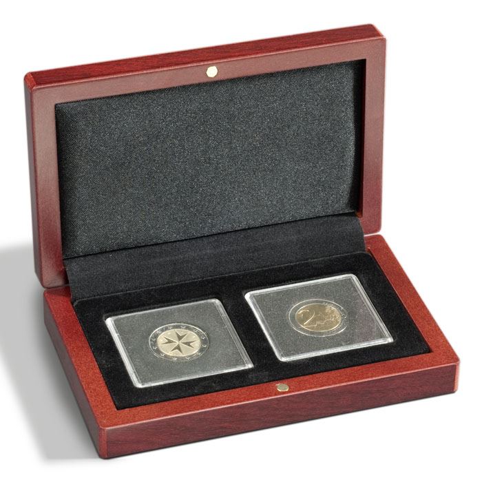 VOLTERRA Small Coin Box | Box for Presenting Coins in Square or Slab Capsules | 1 to 6 Compartments