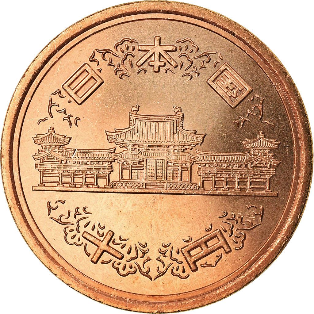 Japan | 10 Yen Coin | Phoenix Hall Temple | Wreath | Y:97, Jnda:02-9, Schön:74 | 1989 - 2019