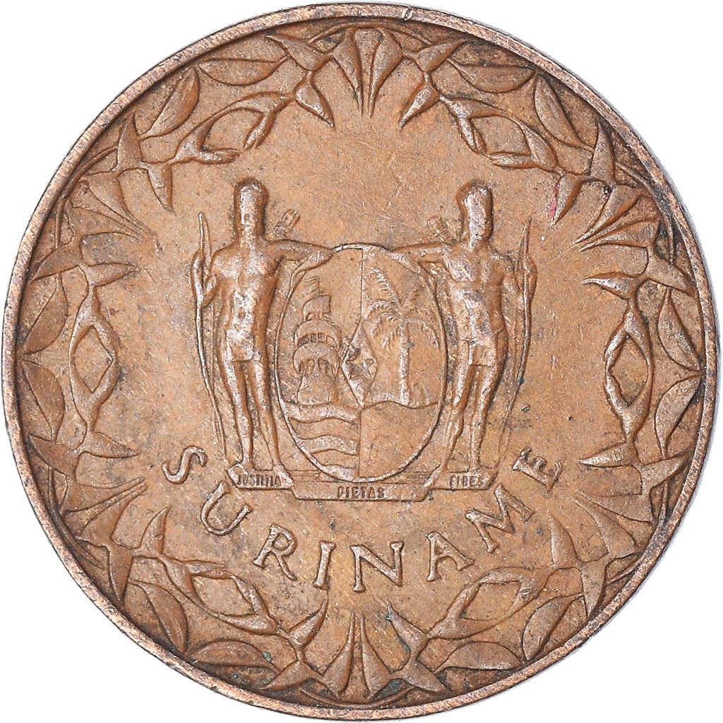 Suriname | 1 Cent Coin | Red Palulu Flower | Wreath | Natives | Km:11 | 1962 - 1972
