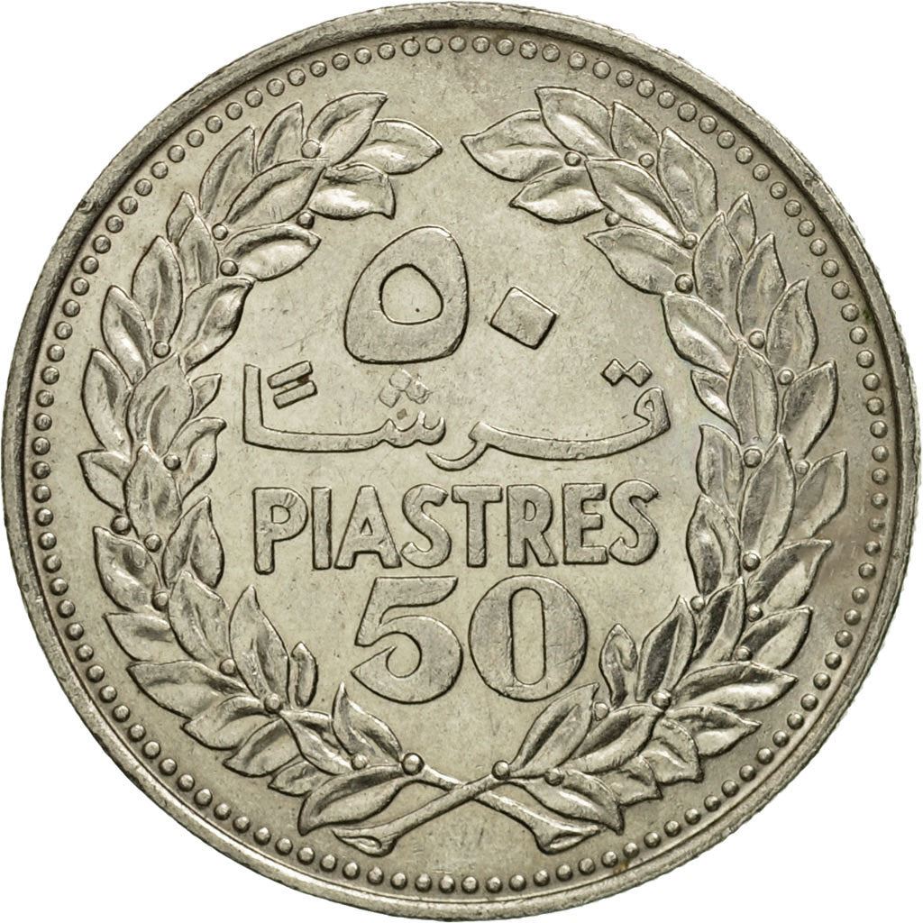 Lebanon | 50 Qirsha / Piastres Coin | Cedar tree | Km:28.1 | 1968 - 1980