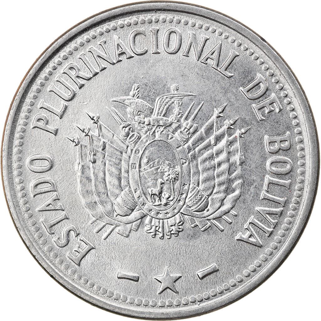 Bolivia | 50 Centavos | Stainless steel | Coat of Arms | KM:216 | 2010-2025