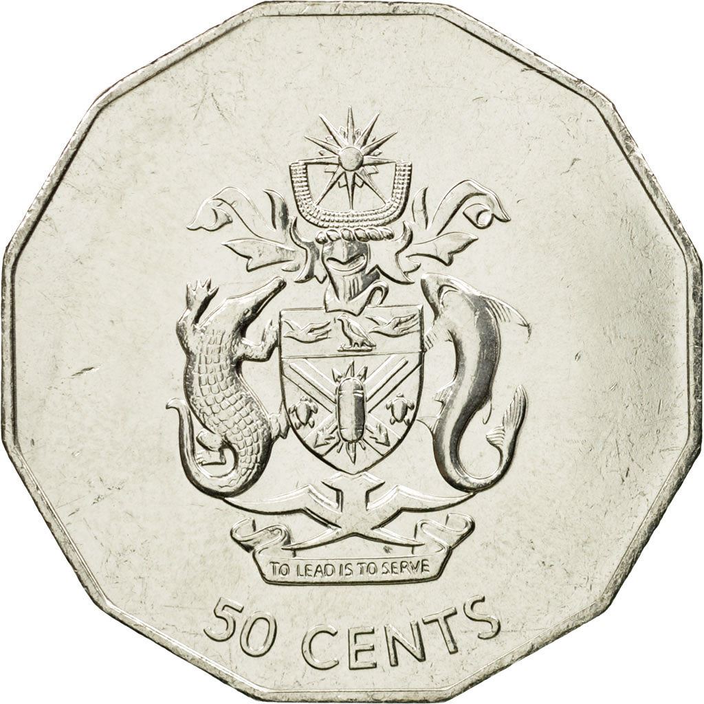 Îles Salomon | Pièce de 50 Cents | Elizabeth II | Écu et Armes des Salomon | Km : 29 | 1990 - 2005