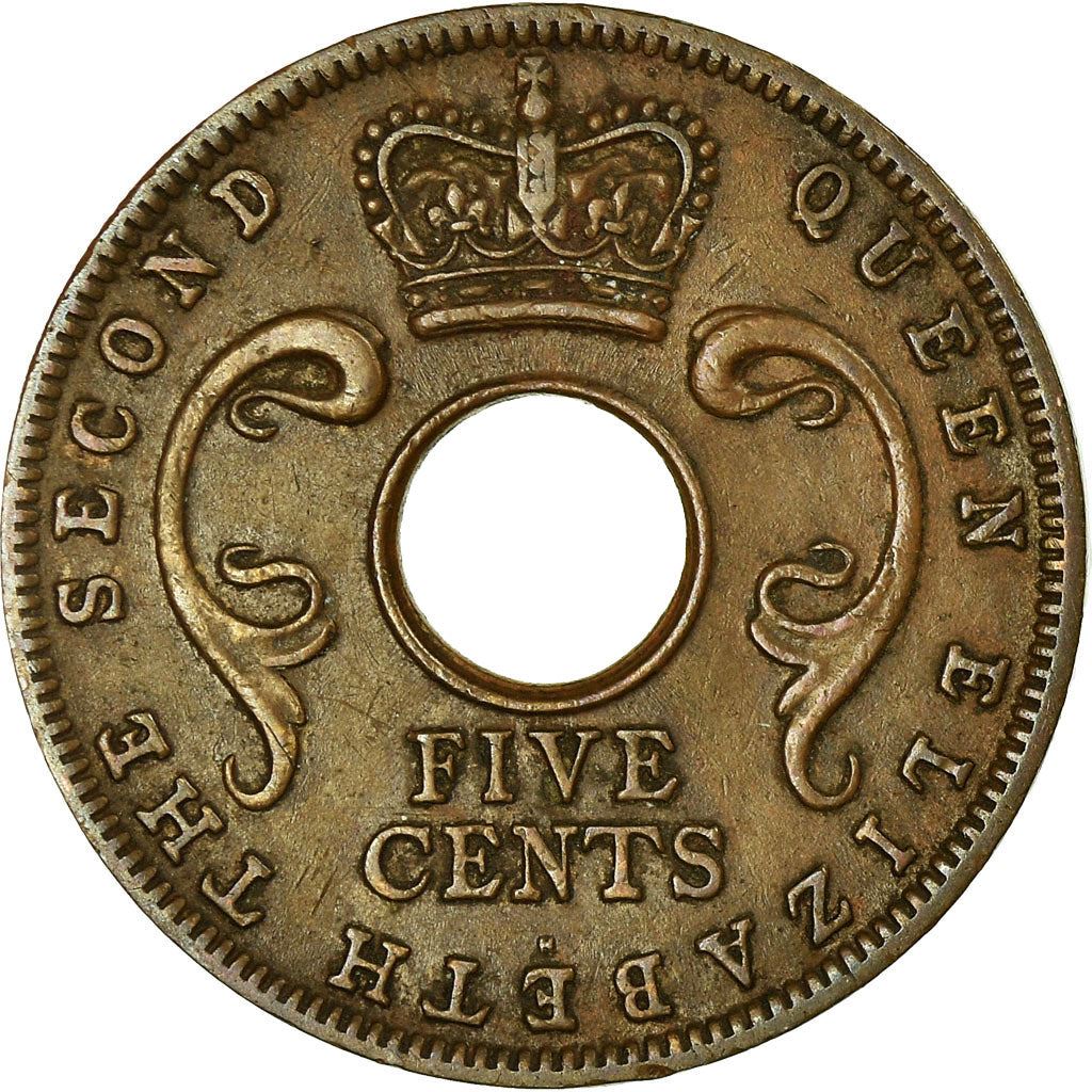 East Africa | 5 Cents Coin | Crown | Tusks | Km:37 | 1955 - 1963