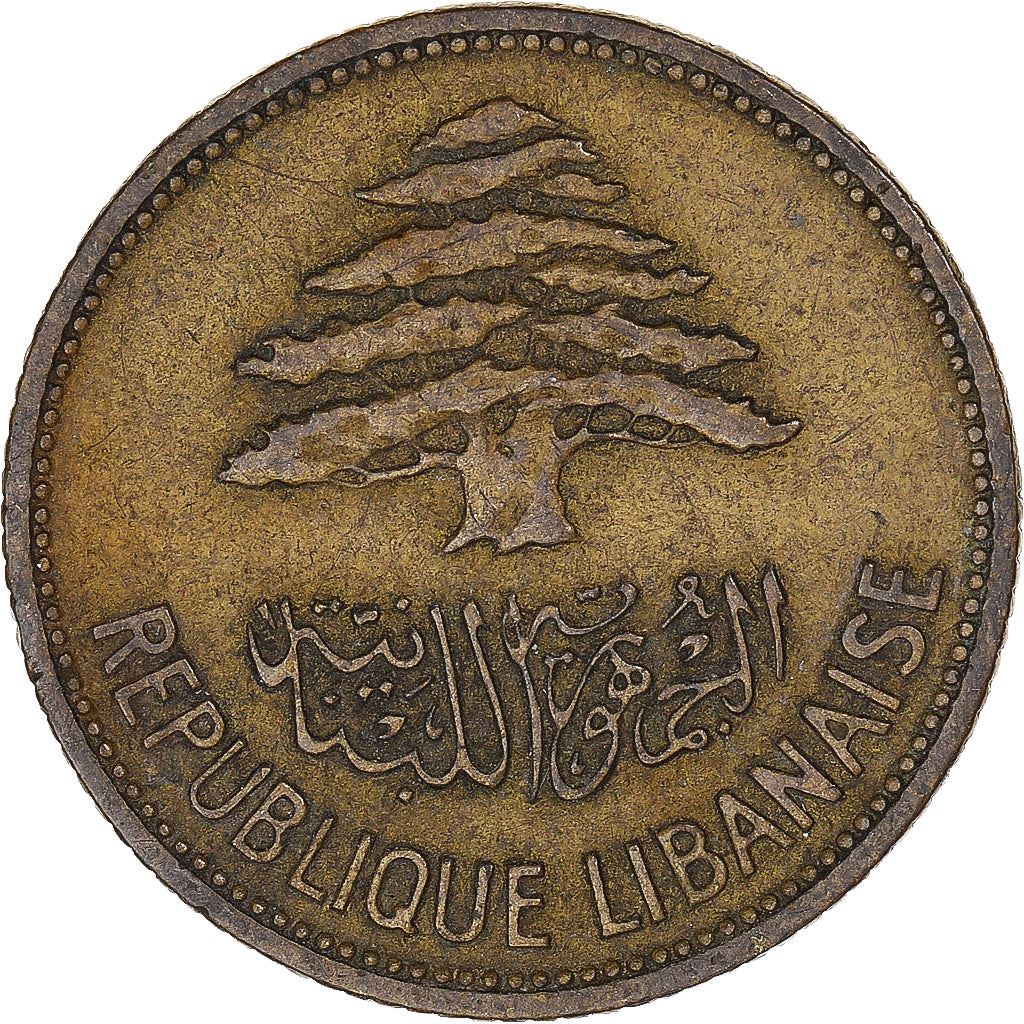 Lebanon | 25 Qirsha / Piastres Coin | Cedar tree | Km:16.1 | 1952 - 1961