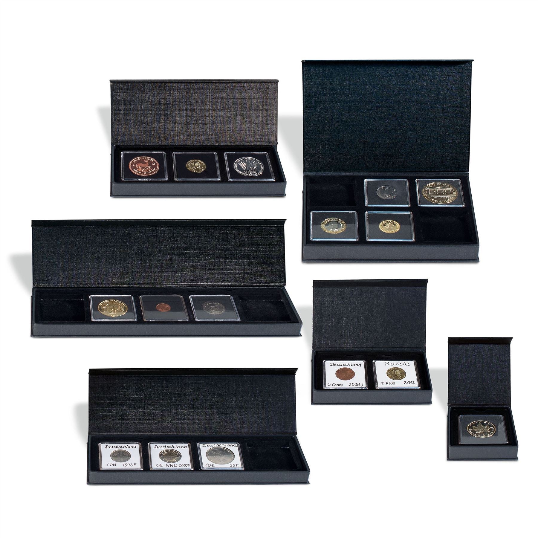 AIRBOX Small Coin Box | Box for Presenting Coins in Square Capsules | 1 to 6 Compartments