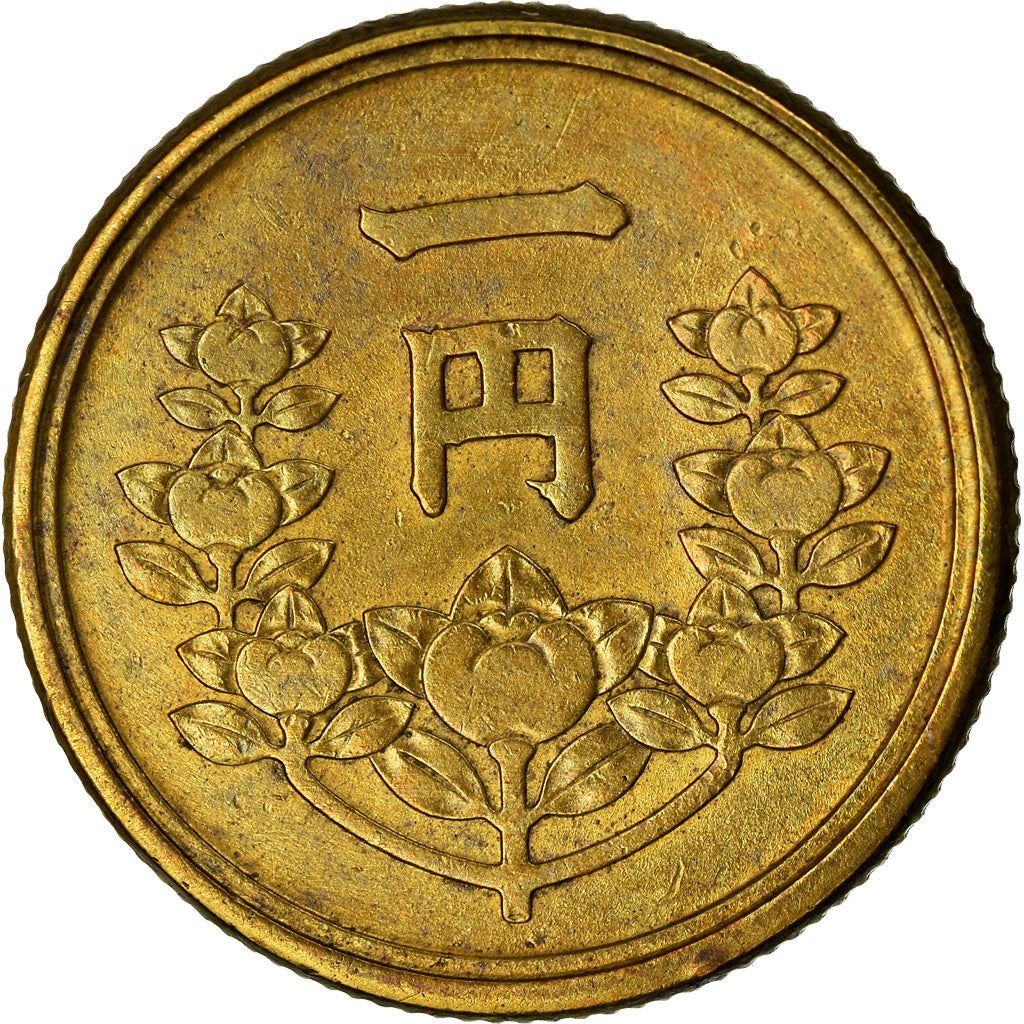 Japan | 1 Yen Coin | Orange Blossom Wreath | Y:70, Jnda:01-11 | 1948 - 1950