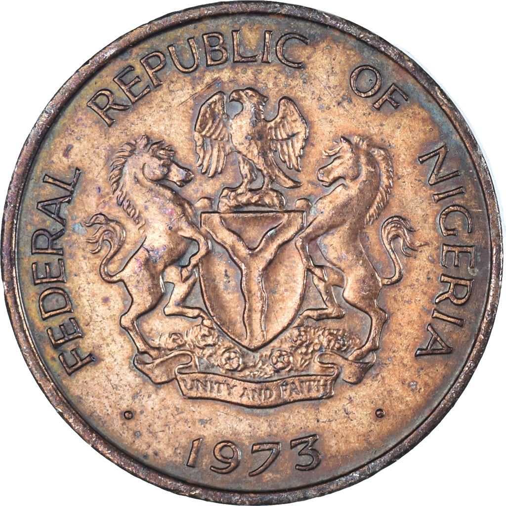 Nigeria | Moneta da 1/2 Kobo | Piante di cotone | Km:7 | 1973