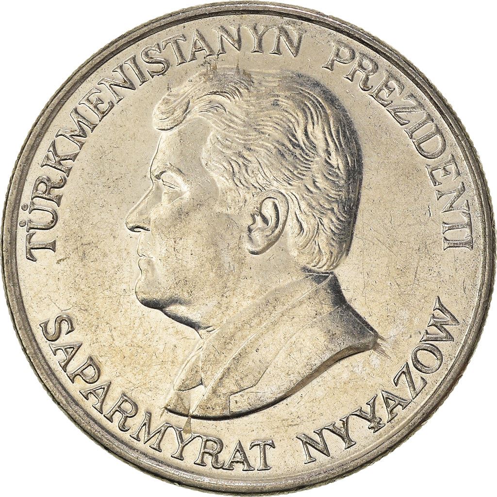 Moeda de 50 Tenne do Turcomenistão | Saparmurat Niyazov | Cornucópia | KM5 | 1993