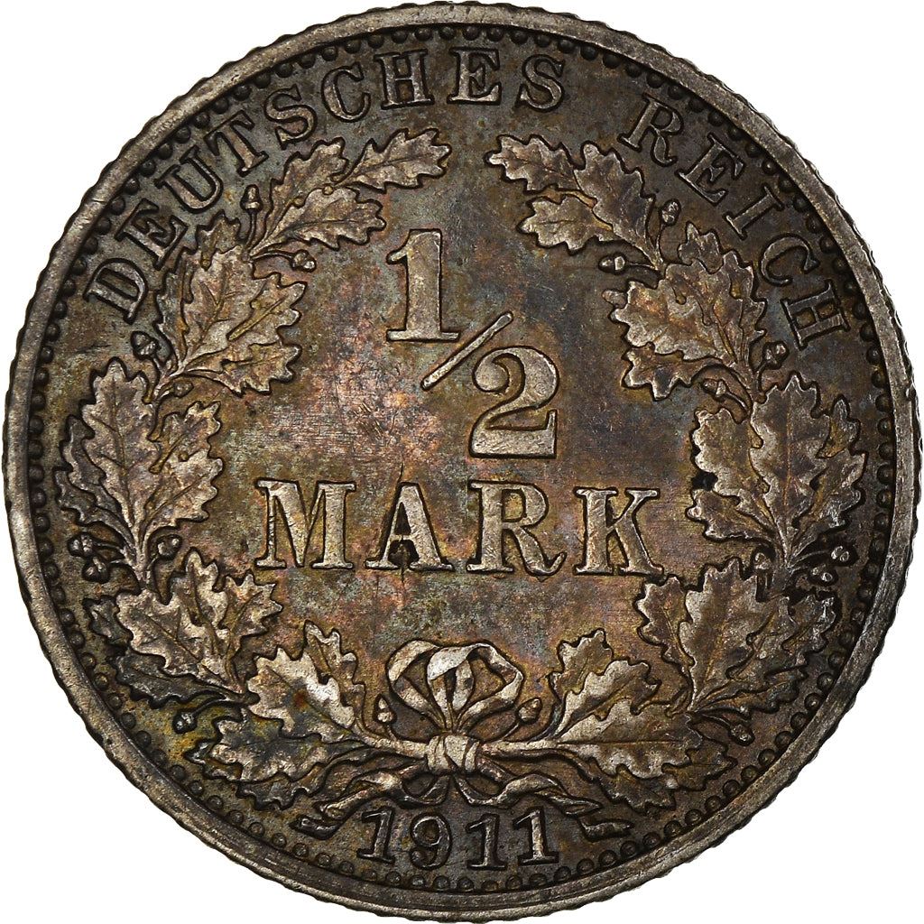 German Empire 1/2 Mark Coin | Deutsches Reich | Wilhelm II | Type 2 | KM17 | 1905 - 1919