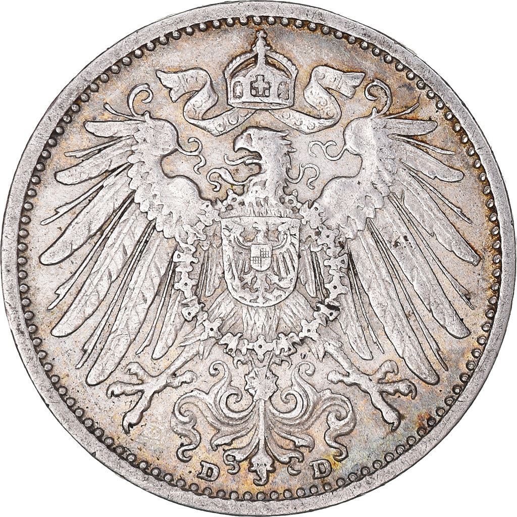 German Empire 1 Mark Coin | Deutsches Reich | Wilhelm II | Type 2 - Small Shield | KM14 | 1891 - 1916