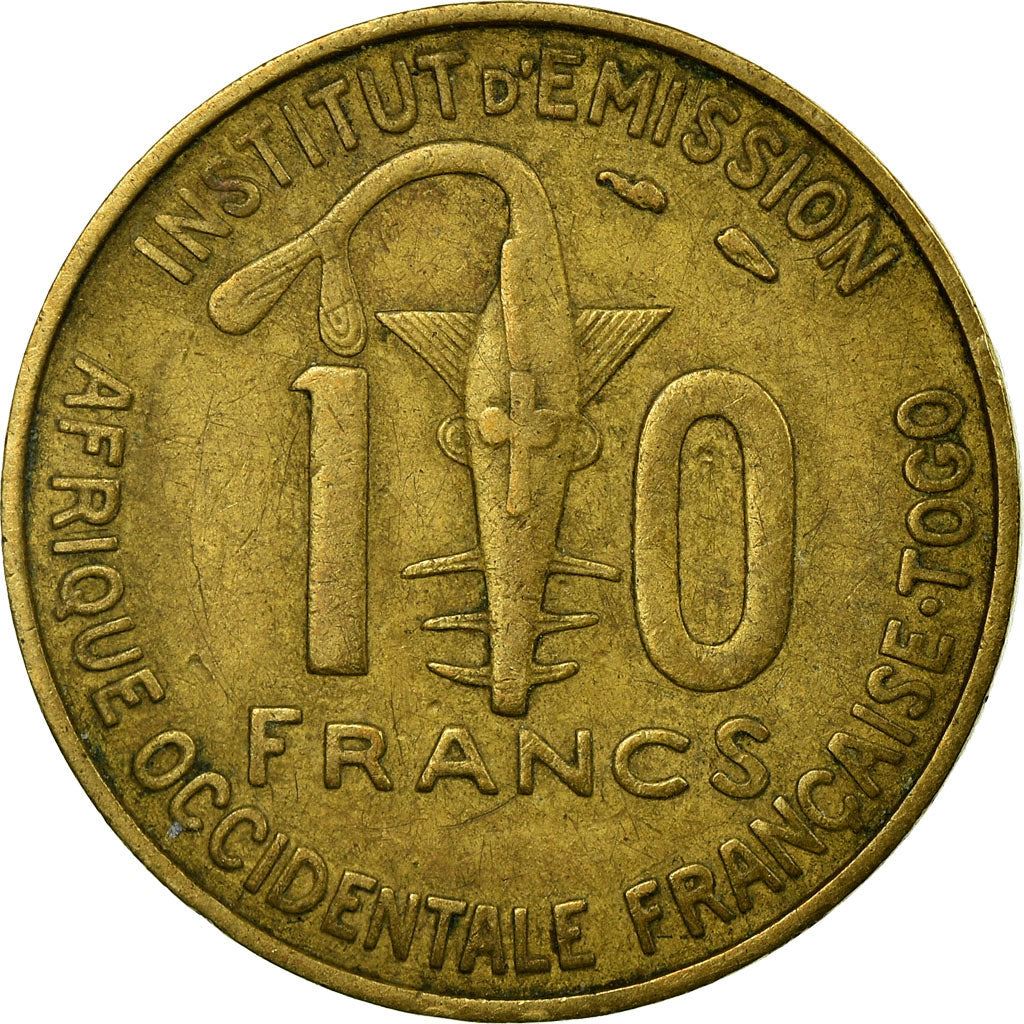 French West Africa | 10 Francs Togo Coin | Sawfish | Gazelle | Maize | Km:8 | 1957