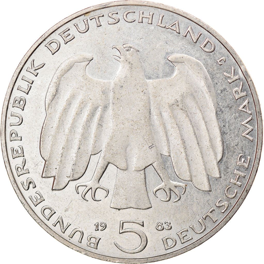 Germany 5 Deutsche Mark Coin | Karl Heinrich Marx | Eagle | KM158 | 1983