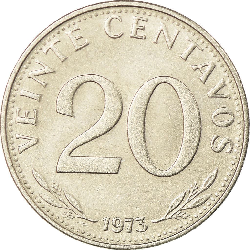 Bolivia | 20 Centavos | Nickel clad steel | Coat of Arms | KM:189 | 1965-1973