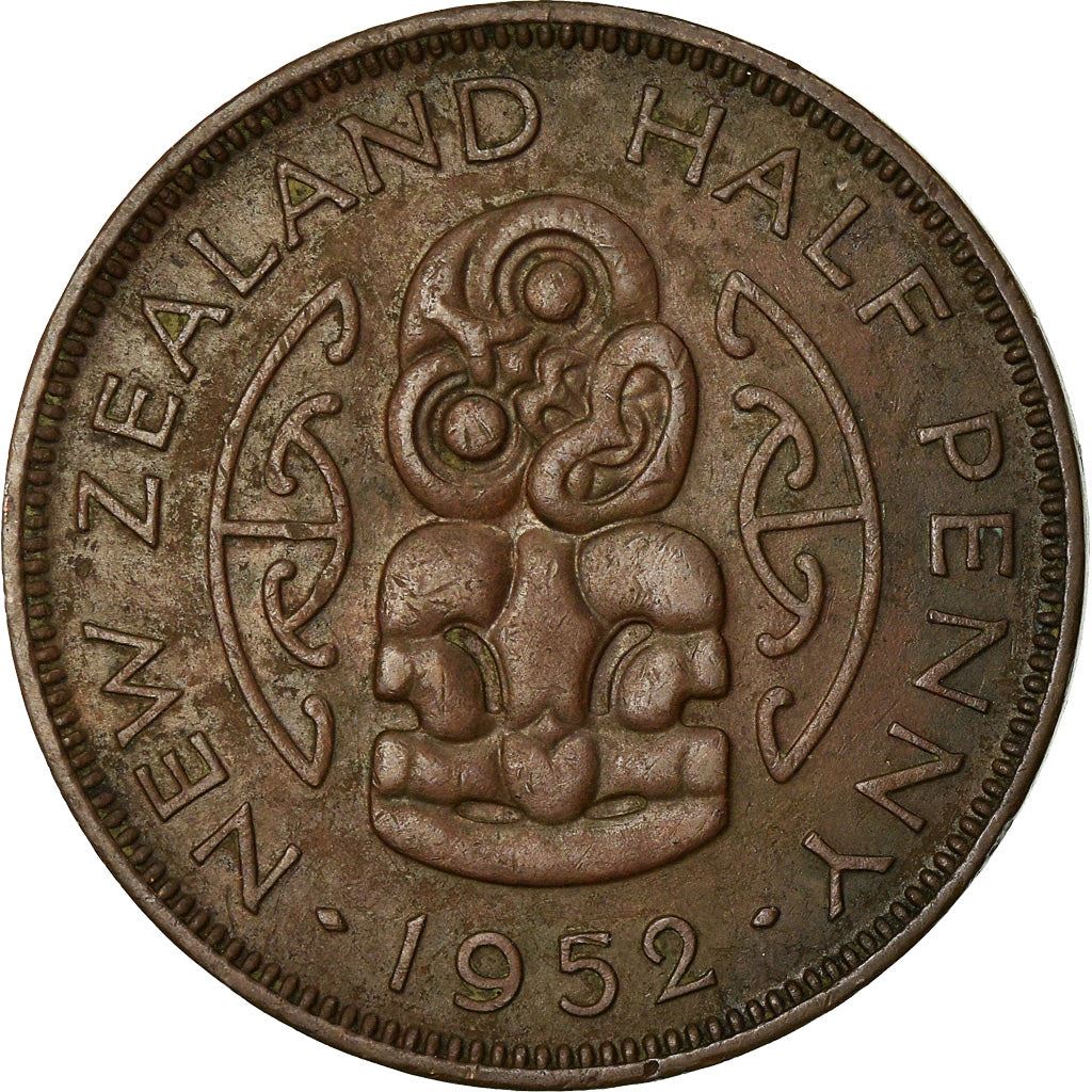 New Zealand | 1/2 Penny Coin | George VI | Hei-Tiki Pendant | Km:20 | 1949 - 1952