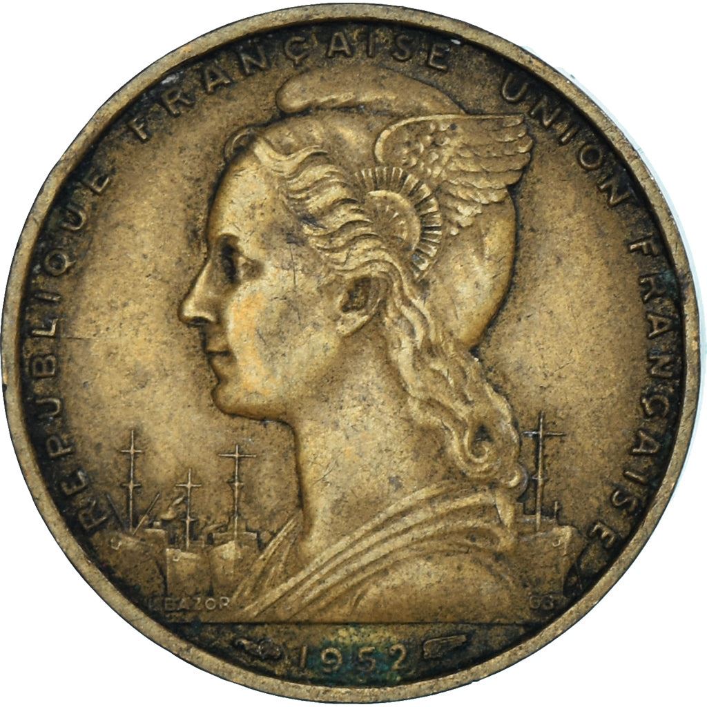 French Somaliland | 20 Francs Coin | Marianne | Dhow | Ocean Liner | Km:7 | 1952