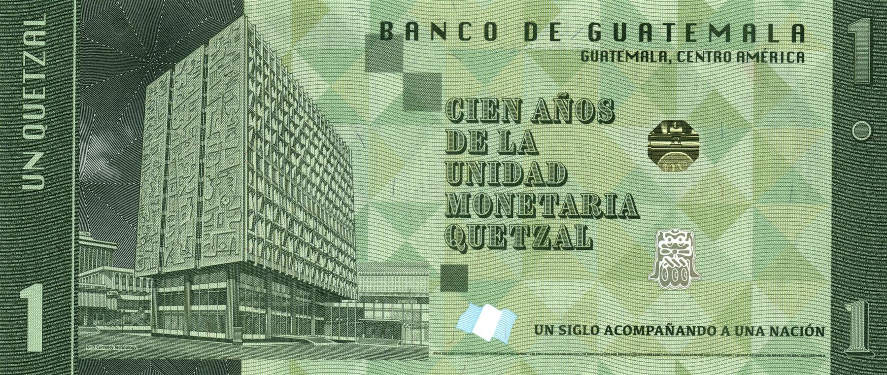 Guatemala | 1 Quetzal Banknote | 2024 | General José María Orellana | Tikal temple | 100 Years of the Quetzal | Central Bank | Flag