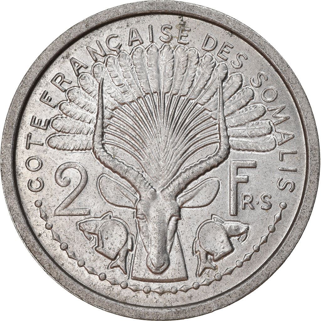 French Somaliland | 2 Francs Coin | Marianne | Waterbuck | Km:9 | 1959 - 1965