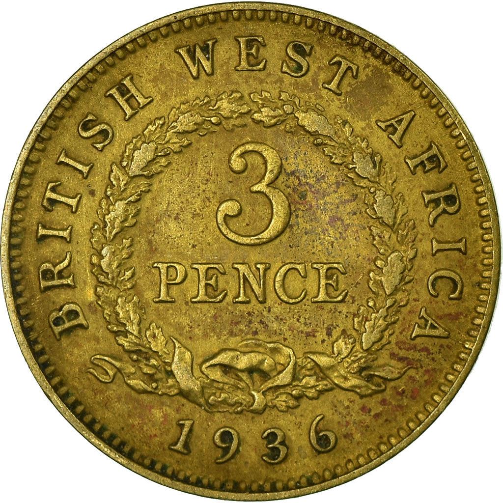 British West Africa | 3 Pence Coin | Wreath | George V | Km:10B | 1920 - 1936