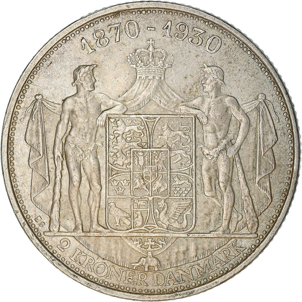 Denmark | 2 Kroner Coin | Silver | King Christian X's 60th birthday | KM:829 | 1930