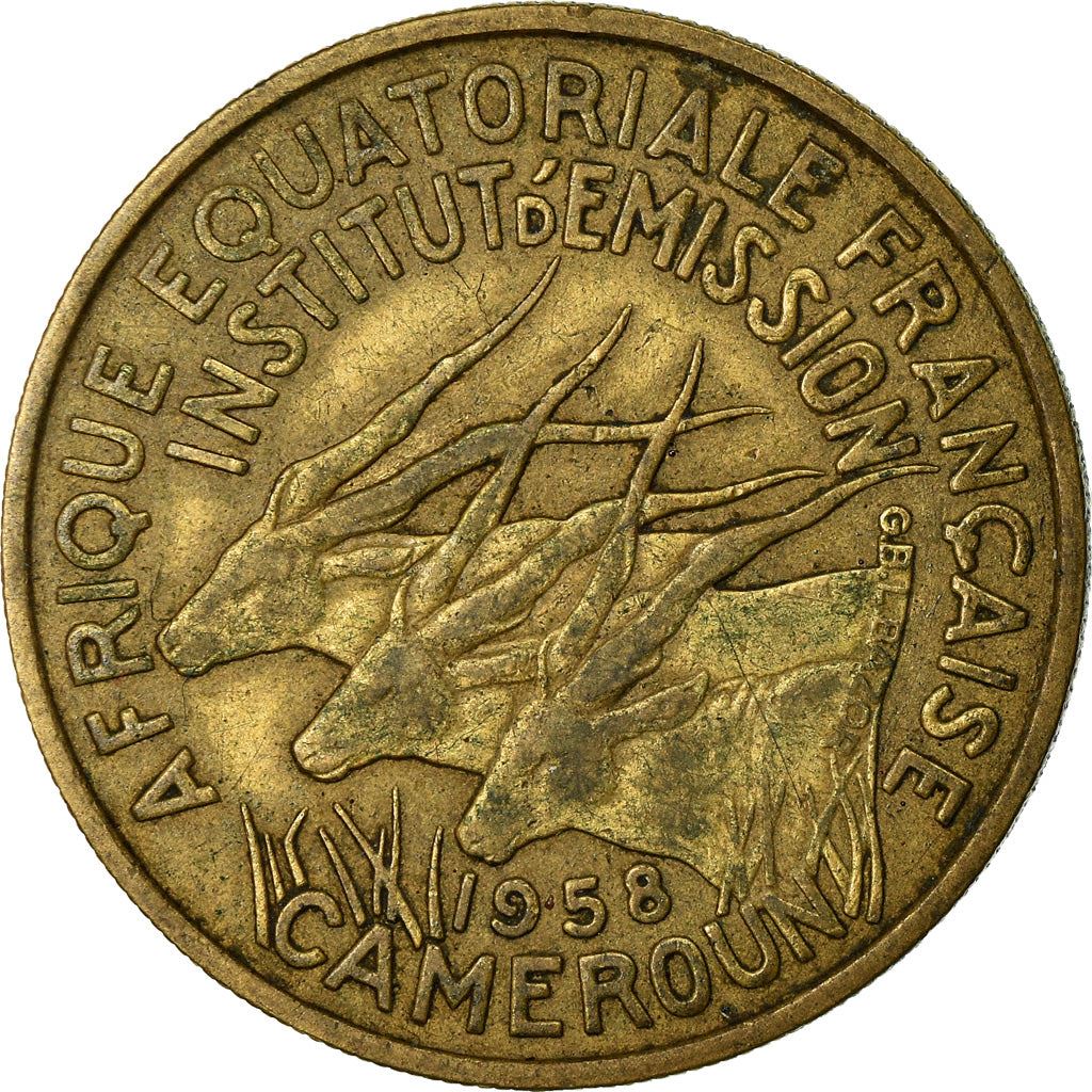 French Equatorial Africa | 25 Francs Coin | Antelope | Crops | Wreath | Km:12 | 1958
