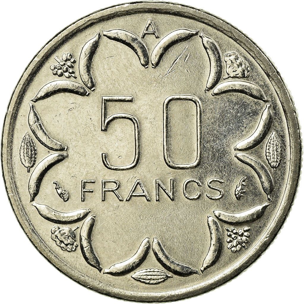 Central African States | 50 Francs Cfa Coin | Antelope | Crops | Km:11 | 1976 - 2003