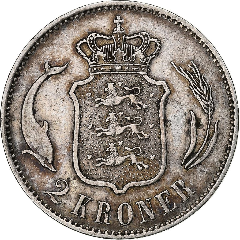Denmark | 2 Kroner Coin | Christian IX | Km:798 | 1875 - 1899