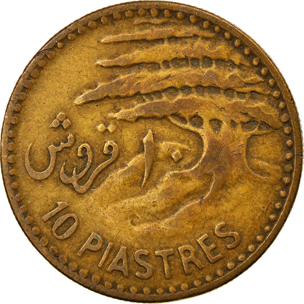 Lebanon | 10 Qirush / Piastres Coin | Cedar tree | Km:22 | 1955