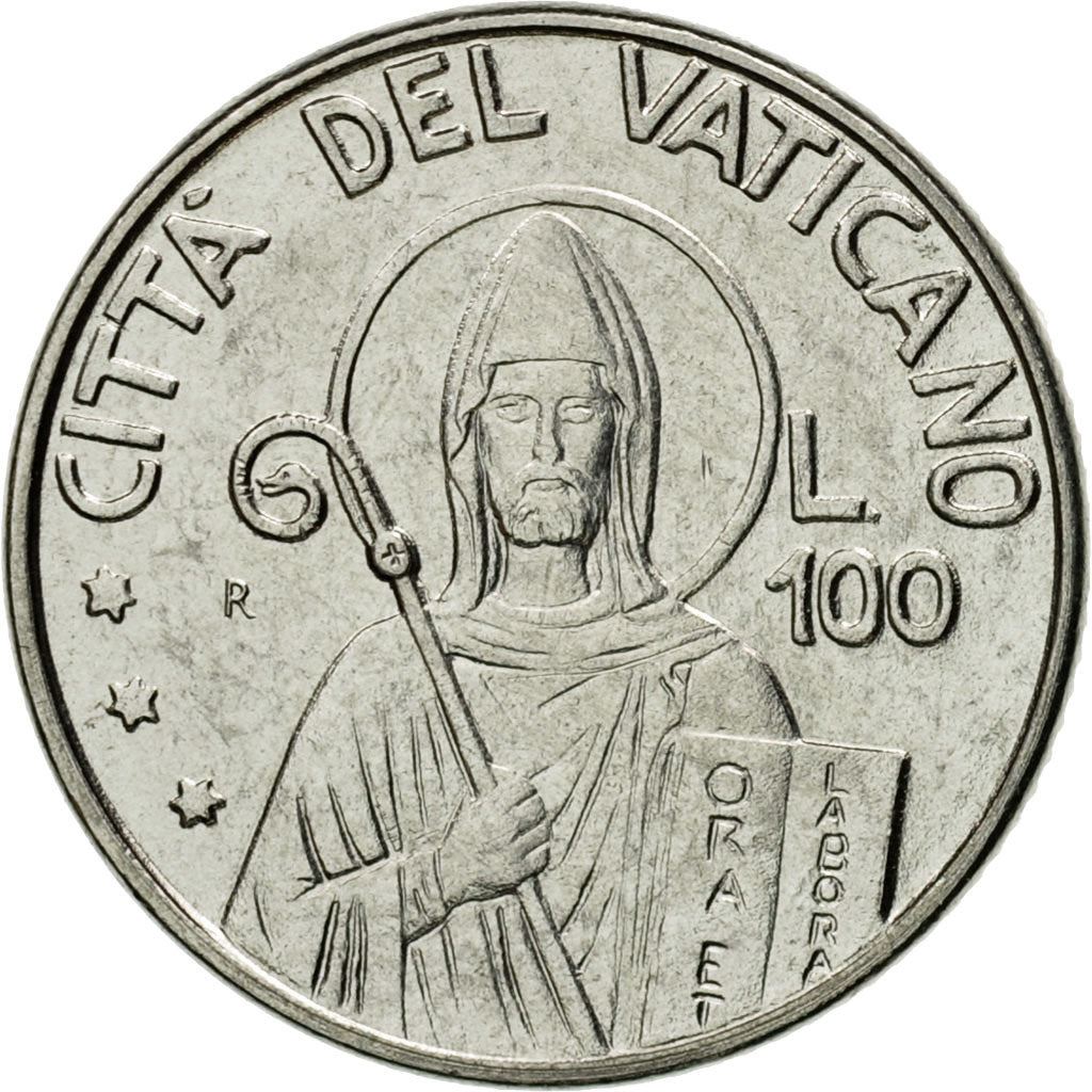 Watykan | Moneta 100 lirów | Św. Benedykt | Km:223 | 1990