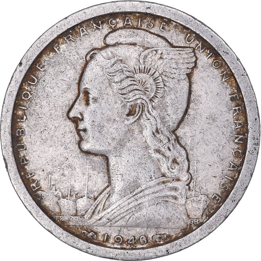 Madagascar | 2 Francs Coin | Marianne | Zebu | Km:4 | 1948