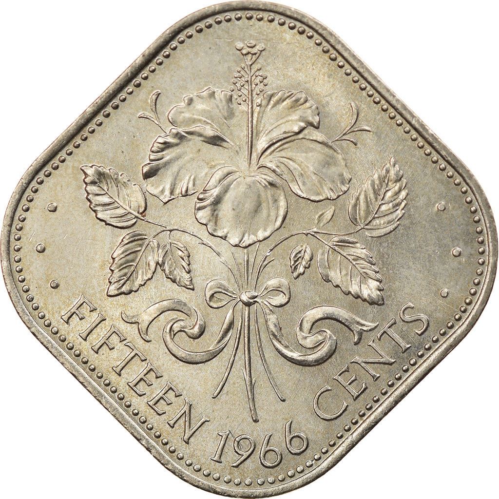 The Bahamas | 15 Cents Coin | Hibiscus | Copper-nickel | KM:5 | 1966-1970
