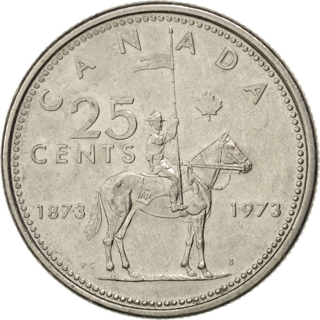 Canada | 25 Cents Coin | Mounted Police | Nickel | KM:81 | 1973