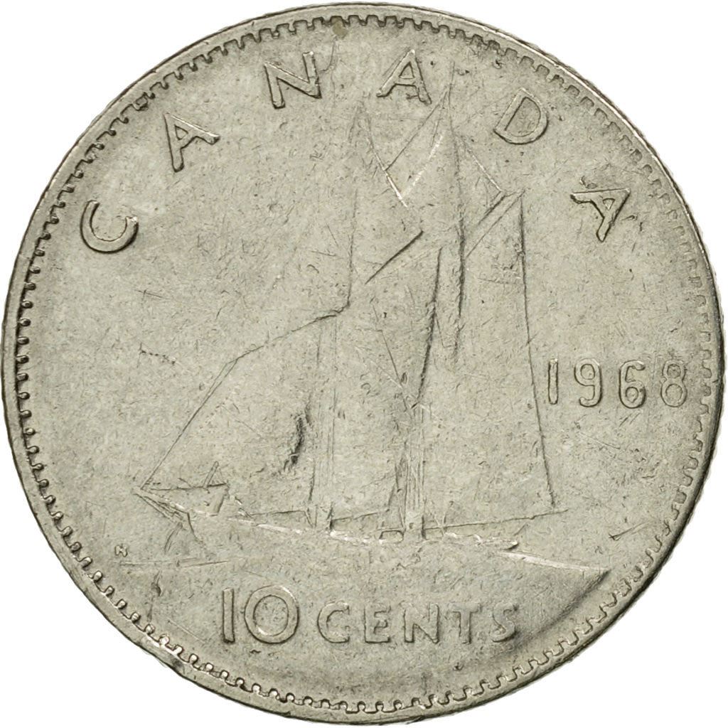 Canada | 10 cent mynt | Nikkel | 2. portrett | KM:72a | 1968