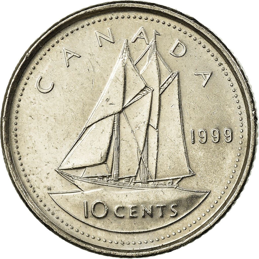 Canada | 10 Cents Coin | Nickel | 3rd portrait | KM:183 | 1990-2000