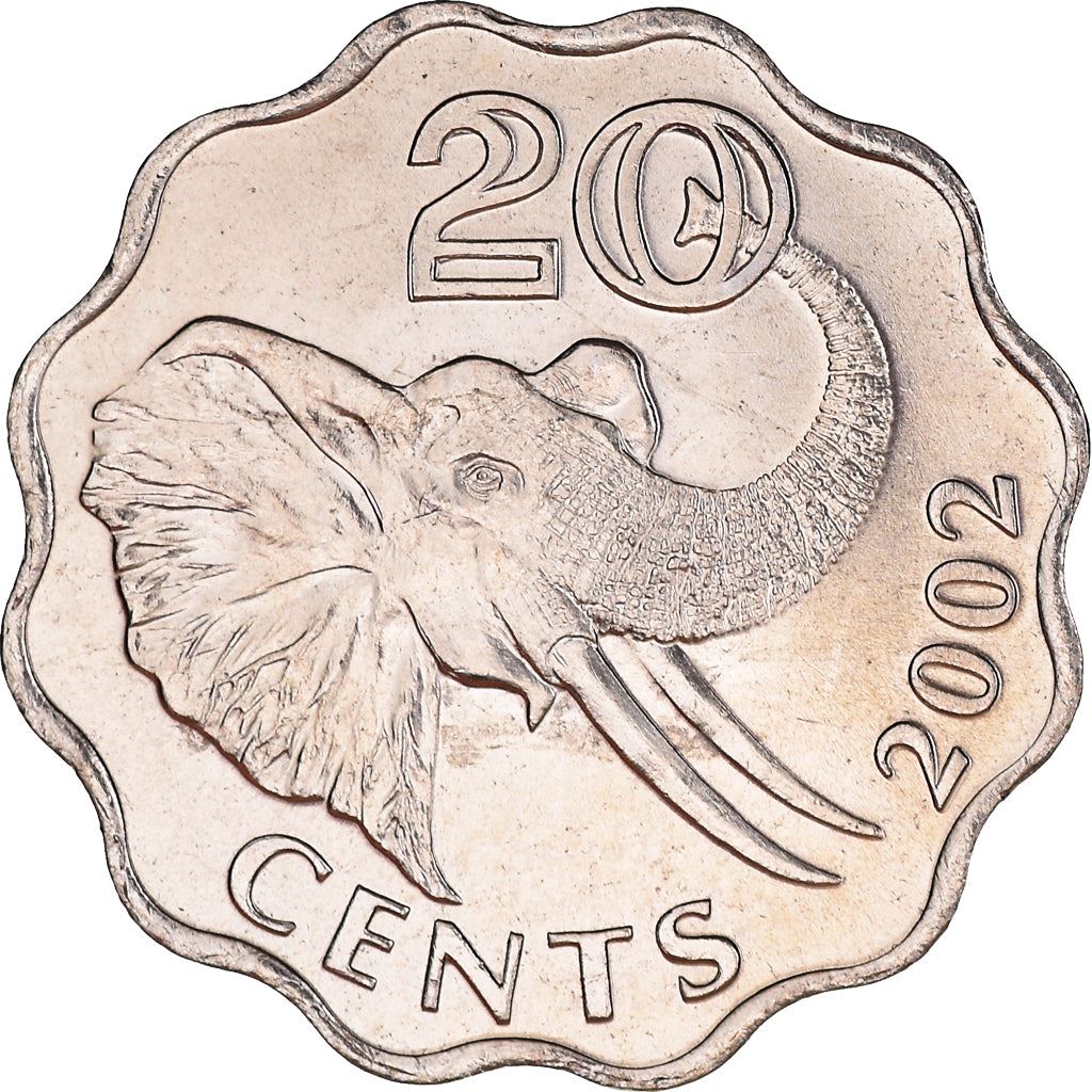 Svazilando Karalystė | 20 centų moneta | Karalius Msvati III | Dramblys | KM:50.1 | 1996 - 2005