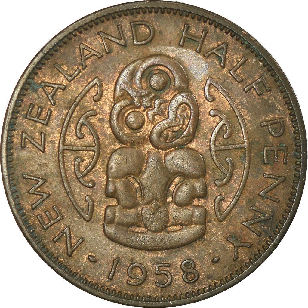 New Zealand | 1/2 Penny Coin | Elizabeth II | Hei-Tiki | Maori Pendant | Km:23.1 | 1953 - 1965