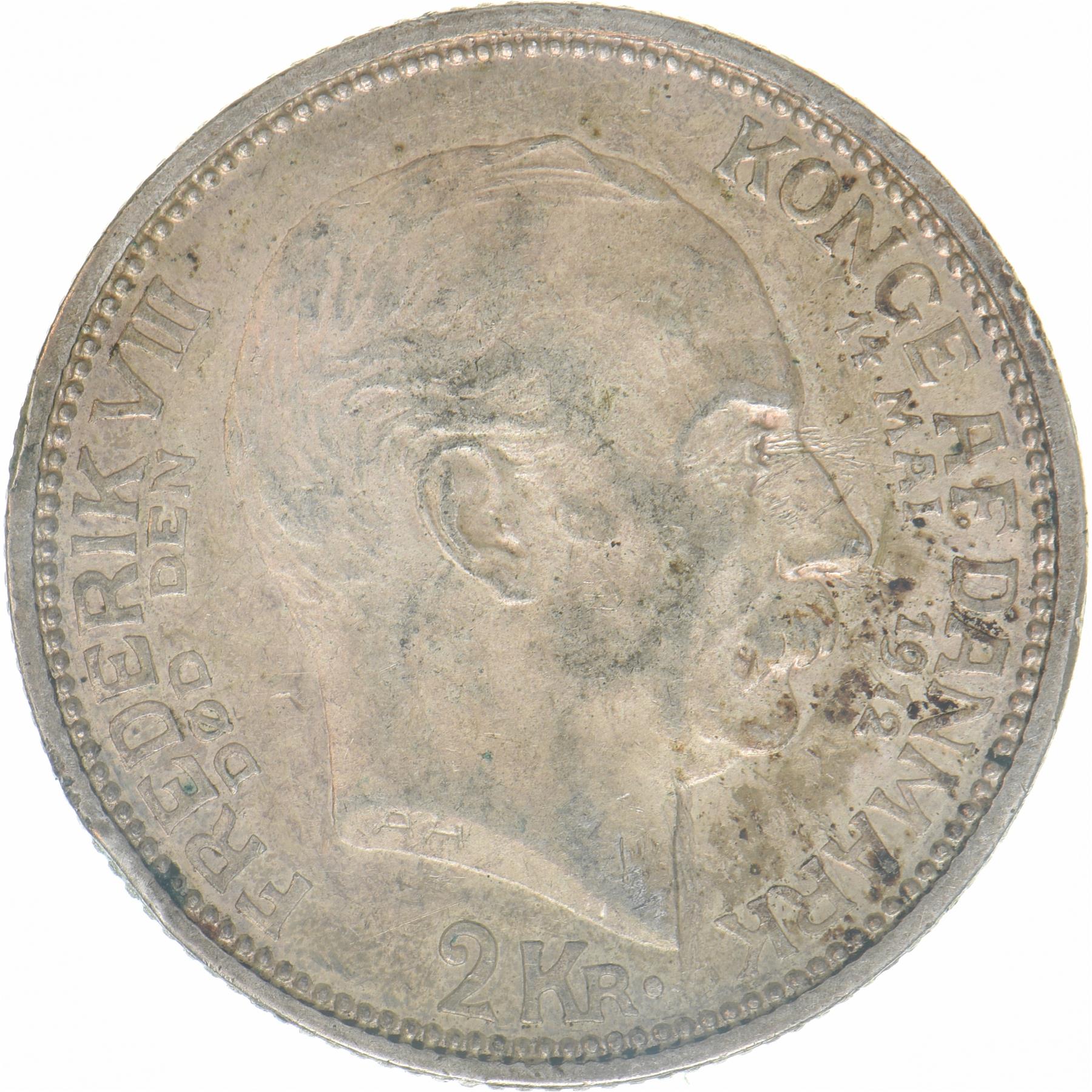 Danish Coin 2 Kroner | Christian X | Frederik VIII Death | KM811 | Denmark | 1912